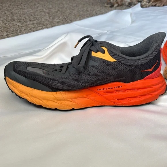 Hoka One One Speedgoat 5 Running Shoes 1123157 Men’s Size 7.5 Flame Gray Orange - Picture 10 of 16